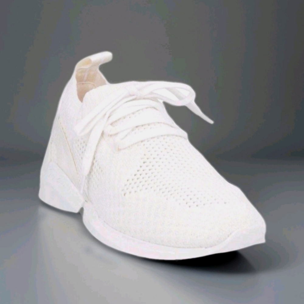 Giorgio Armani Womens White lace-up fabric sneakers w leather details Wms US 10